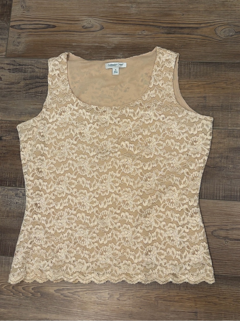 Coldwater Creek Soft Yellow‎ Lace Shell Tank